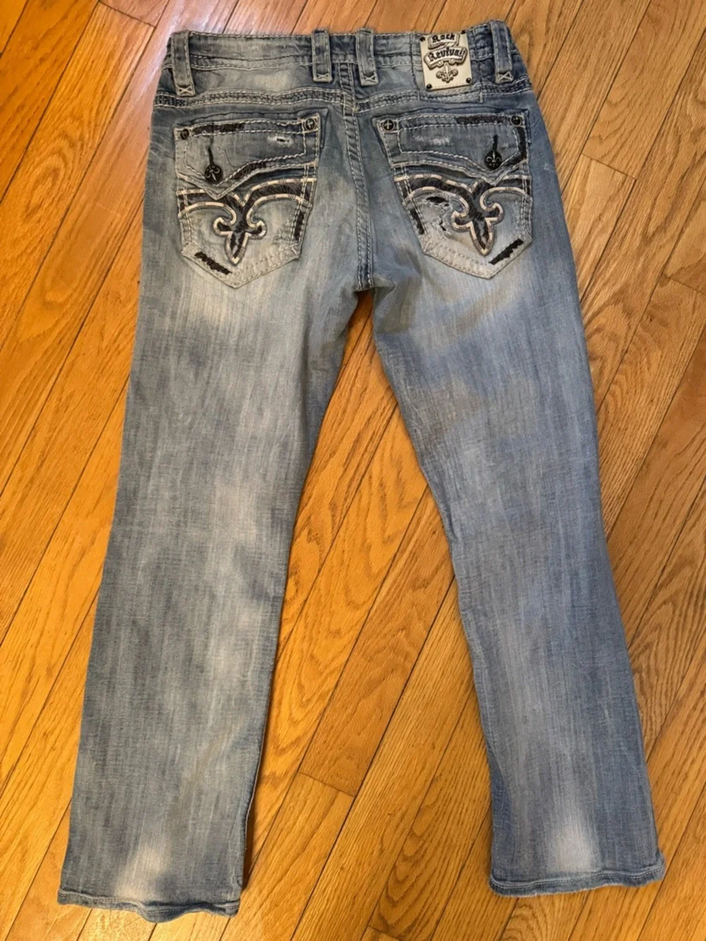 Rock Revival Mens Lanny Boot Jean Sz 34‎ Embellished Great Fade
